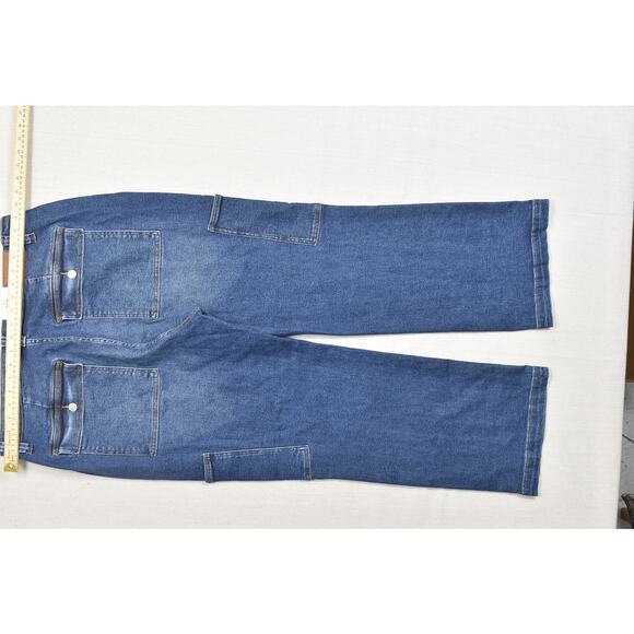 NEW Judy Blue High Waist Wide Leg Denim Cargo Jeans Blue Plus Size 20W Stretch - Picture 4 of 8